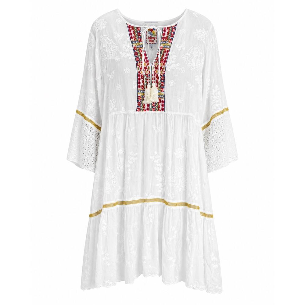 Johnny Was Kit Tunic Dress Lace Embroidery Eyelet White Size XL - Picture 3 of 12